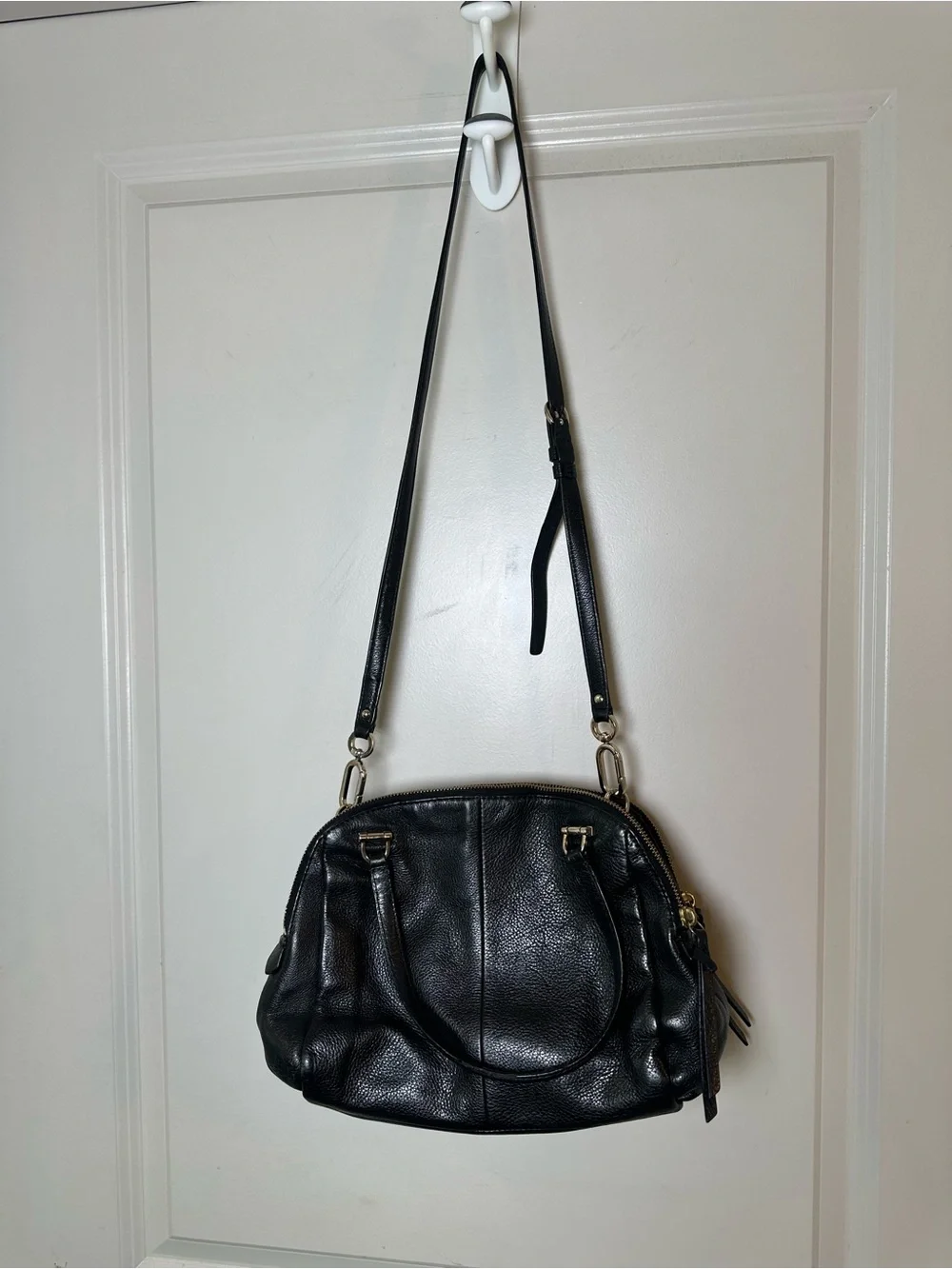COACH Madison Embossed Leather Georgie Shoulder Crossbody Black Bag